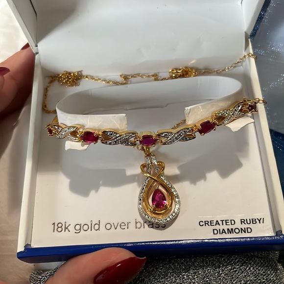 New in box ruby necklace and bracelet combo - Picture 3 of 4